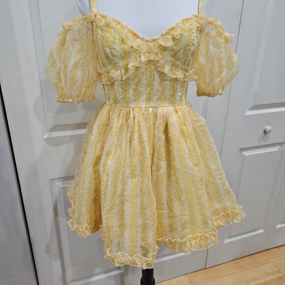 Sugar Thrillz Dresses & Skirts - ~SOLD~Dolls Kill Sugar Thrillz SAMPLE Sense N' Sensibility Yellow Corset Dress S